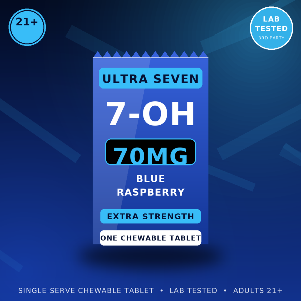 70mg 7-OH Blue Raspberry Chewable Tablet — buy online at Ultra Seven