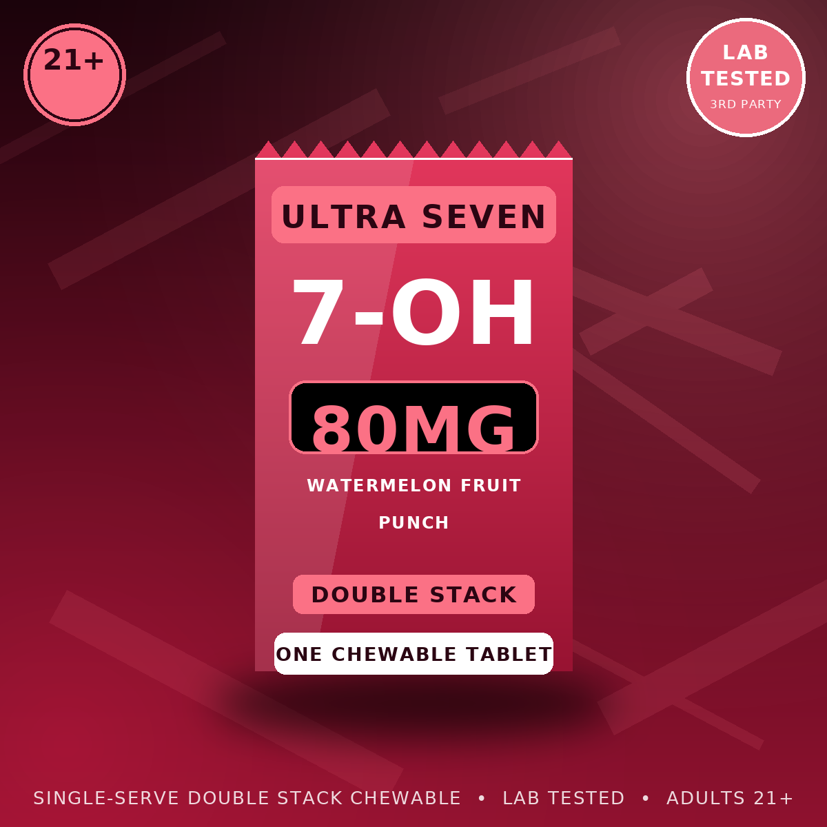 7-OH Dosage Chart — Ultra Seven Ultra Seven Double Stacks 80mg 7-OH Watermelon Fruit Punch Chewable Tablet